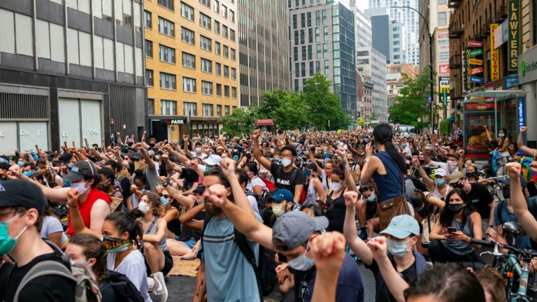 A large crowd at a protest.