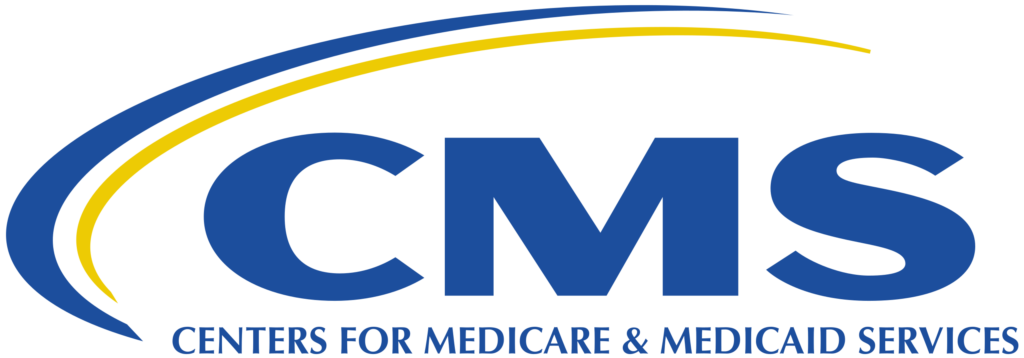 Centers for Medicare and Medicaid Services blue and yellow "CMS" logo.