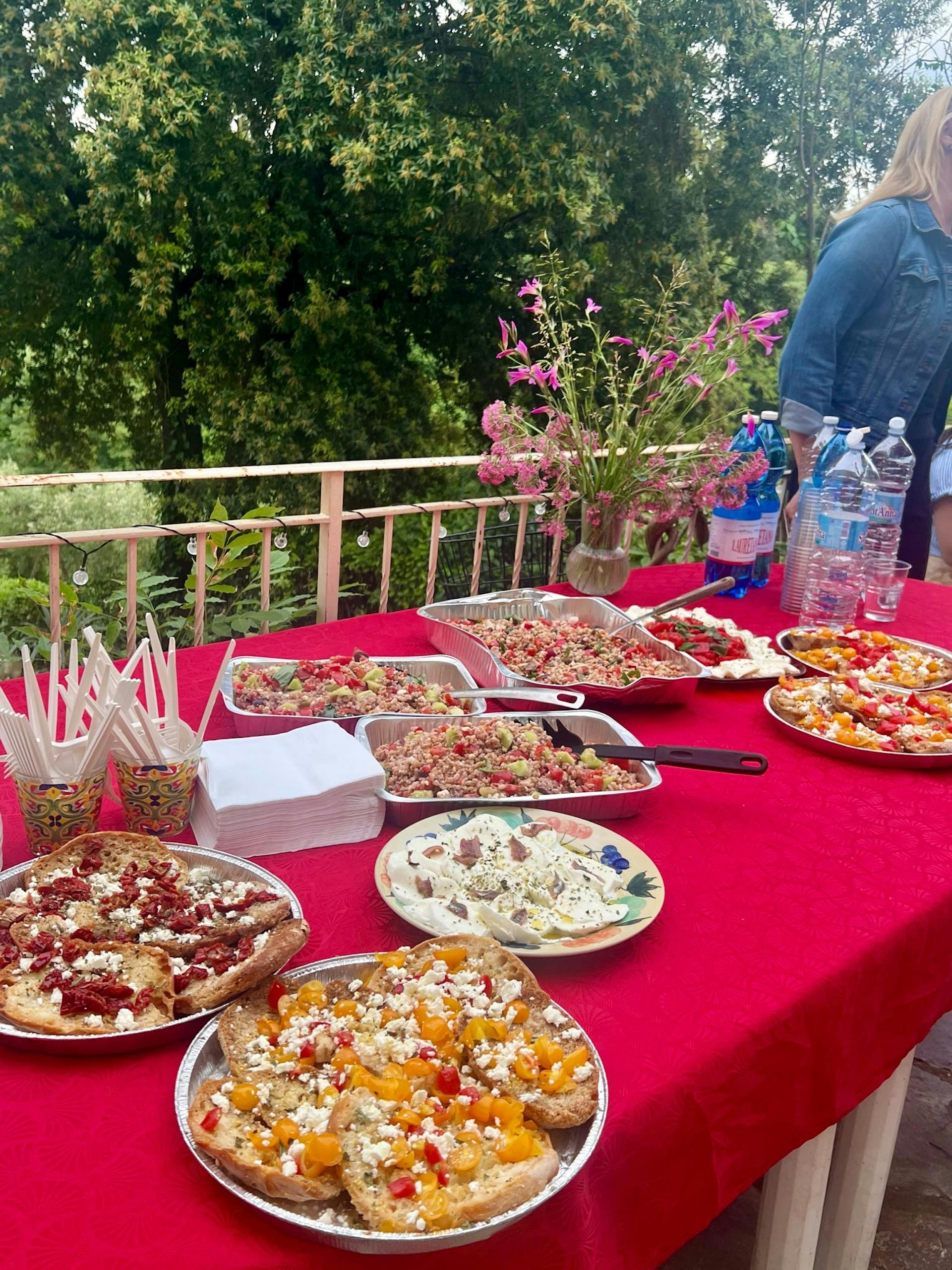 An Italian dinner spread.